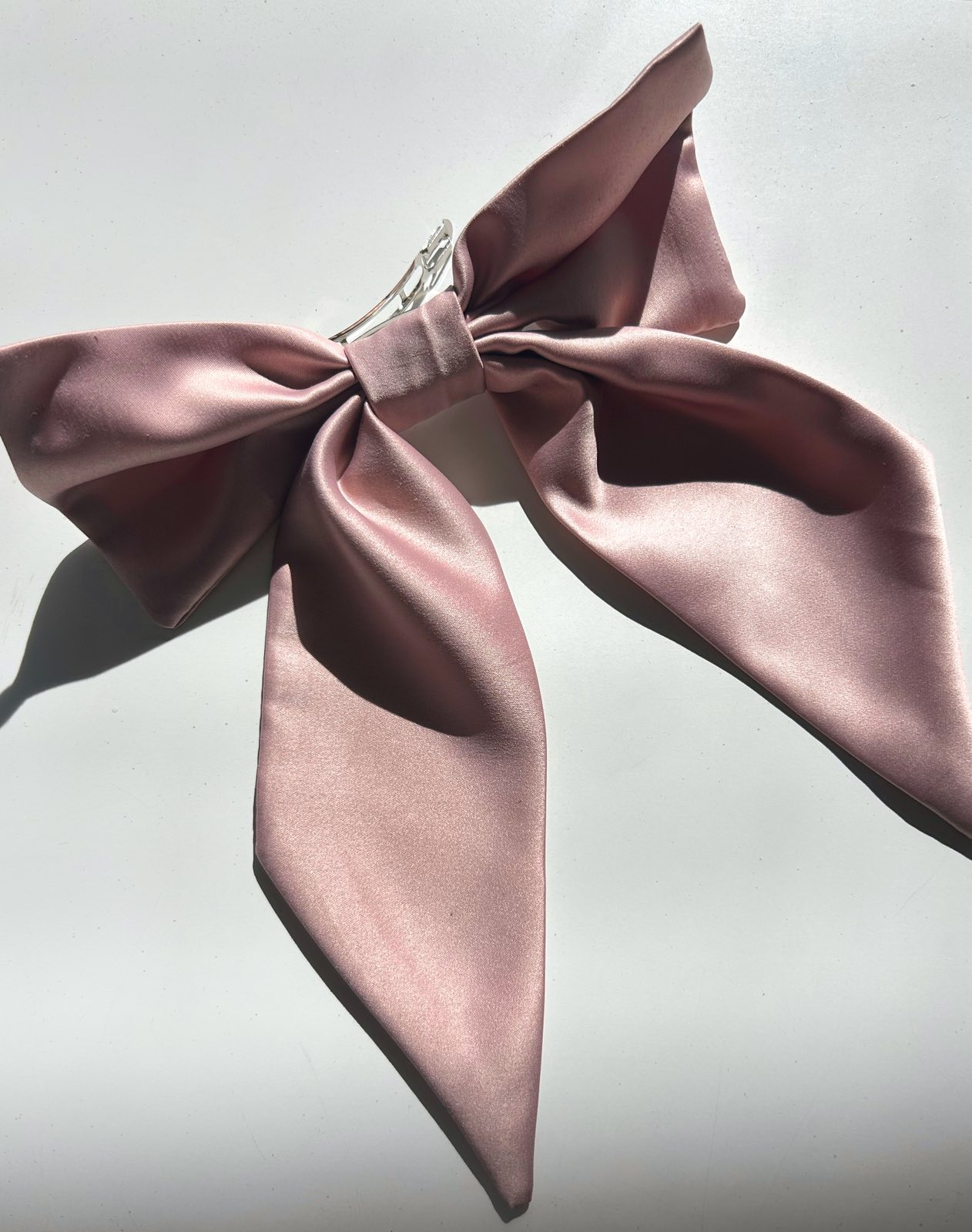 Ροζ Σατέν Clip Bow